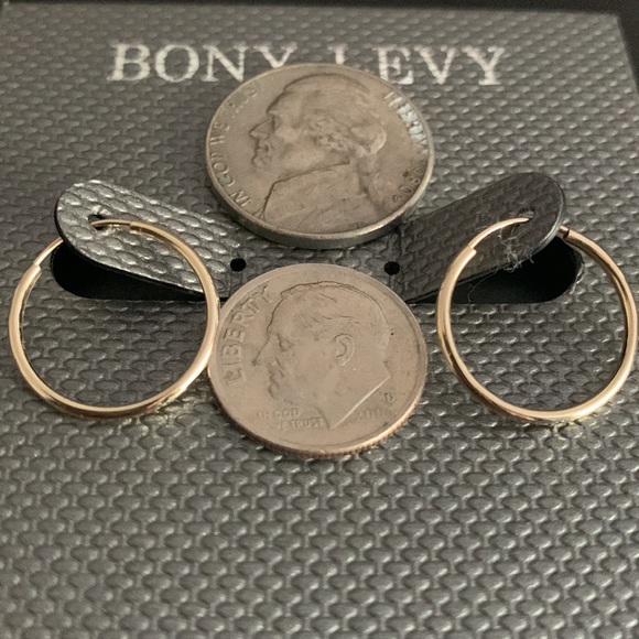 BONY LEVY 14K White Gold 12mm Huggie Hoop Earrings - Picture 9 of 11